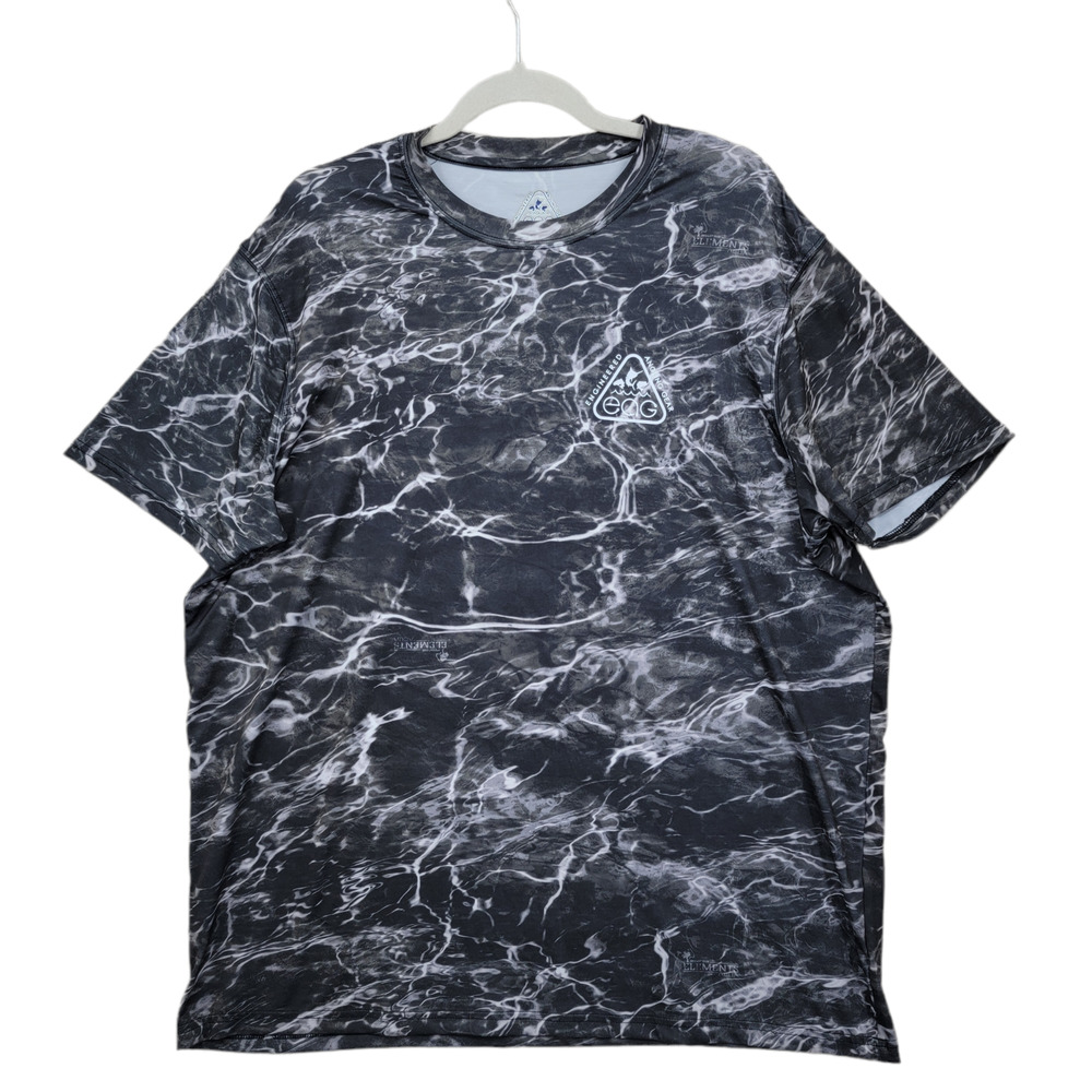 Engineered Angling Fishing Gear Men's 1X All Over Water Print Stretch T-Shirt